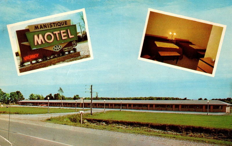 Manistique Motel - Vintage Postcard